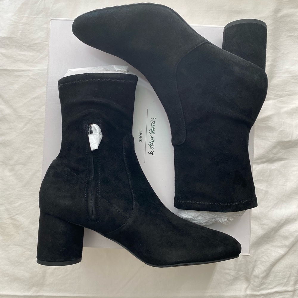 NWB & Other Stories black suede sock boots Size 8